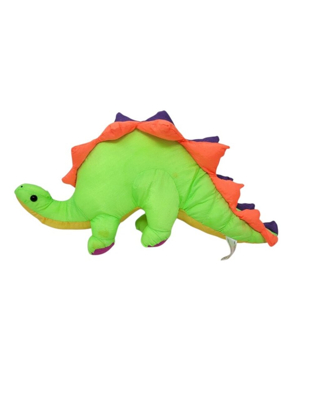 Vtg Dinosaur Parachute Plush 1989 FIESTA Neon Green Purple Orange Stuffed Animal